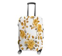 FZQVSWTX Washable Luggage Protector Suitcase Cover, White Sheep on Background Printed Travel Elastic Suitcase Protector Fits 19-32 Inch Luggage, Mustard Yellow Rose, L