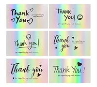 FZR Legend 120Pcs Thank You Cards Small Business, Mini 6 Styles Thank You for Supporting Cards Notes Shopping Holographic Thanks Greeting Cards for Retail Store Owner Goods Customer 2x3.5 Inch