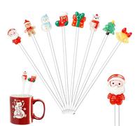 FZR Legend 24 Christmas Plastic Swizzle Sticks Christmas Drink Stirrers Cocktail with Cartoon Decorations Christmas Party Supplies Favors Gift for New Year, Birthday Party Bar Coffee Shop