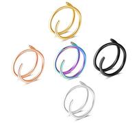 Fzroezz 1-15PCS Double Hoop Nose Ring for Single Piercing 18G 20G 22G Spiral Nose Rings Hoops 18 20 22 Gauge Surgical Steel Twist Nose Piercing Jewelry Nostril for Women Girls Men Hypoallergenic Pack