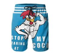 Fzryhaika Stop Looking at My Cock Men's Swim Trunks, Funny Quick Dry Beach Board Shorts with Mesh Lining and Pockets, Funny1, X-Large