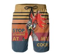 Fzryhaika Stop Looking at My Cock Men's Swim Trunks, Funny Quick Dry Beach Board Shorts with Mesh Lining and Pockets, A-1, Large