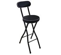 FZSERUN Folding Bar Stool, Collapsible Round Stool, Portable Folding Stool, Counter Height Folding Chairs, with Back Support and Footrest, for Adults Kitchen Garden Bathroom,A,65cm