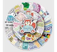 FZSM-50pcs Funny Doodle Stickers Pack with Inspirational Quotes, Vinyl Waterproof Decals for Journaling, Laptop, Phone Case, Water Bottle, Luggage and Skateboard Decor for Teens & Adult