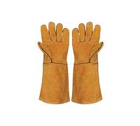 FZTEY High Temperature Gloves, Stove, Fireplace Welders Ultimate Thermal Fire, Cut, Knife Resistant Safety Work Protective Leather Gauntlets For BQQ, Welding, Oven, Grill, Mig Gardening (Yellow)