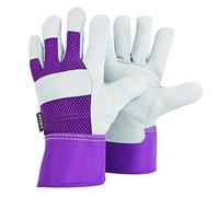 FZTEY Ladies Garden Gloves, Reinforced Leather Heavy duty Thick Gauntlets For Men and Women Kids Festival Gift, Safety Protective Work Rigger Washable Gripper (Medium, Violet, 1 Pairs)