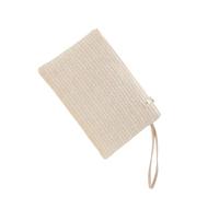 fztonk Natural Fiber Wristlet Purse with Secure Zipper Compartments, Versatile Carryall for Commute and Travel Woven Coin Bag