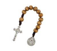 fztonk Natural Wood Prayer Beads Handcrafted Crosses Chain Faith Based Accessories for Baptism Worship and Spiritual Crosses Chain