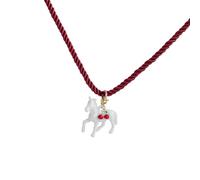 fztonk Playful Carousel Horse Clavicle Necklace Lightweight Resin Charm Collarbone Chain Adjustable Nylon Chain Jewelry White Horse Pendant Necklace