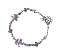 fztonk Stylish Crystal Zircon Flower Unique Peach Zirconia Floral Elegant Wrist Chain for Everyday Elegances Sweet Girls Jewelry