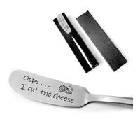 FZTUON Funny Cute I Cut The Cheese Stainless Steel Engraved Butter Cheese Knives, Peanut Butter Spreader for Baker's Sandwich Bread Toast Lovers Gift