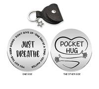 FZTUON Just Breathe Inspirational Pocket Hug Stainless Steel Double Sided Token Gift, Long Distance Relationship Keepsake, Gift for Family Friends Wife Son Daughter