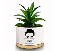 FZTUON Thank You for Helping Me Grow Succulent Planter Pots with Bamboo Tray, Indoor Planter for Women, Men, Friends, Coworker,Housewarming Gift - Not Include Plant (Asked You Thrice Now for Water)