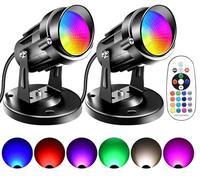 FZWLE RGBW 6W Color Changing Spot Lights with Remote, 16-Color Uplighting Indoor, 120V Plug-in & 6FT Cord, Includes Floor Foot Switch & Base (2-Pack)