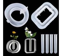 FZYCOM 2Pcs Vase Silicone Molds with 4 Acrylic Tubes, Vase Resin Mould Silicone, Epoxy Resin VaseMoulds, Silicone Decorative Mould