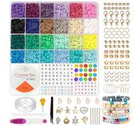 FZYCOM Bead Set 24 Colours, Clay Beads for Bracelet Making, Jewellery Making Kit, Clay Bead Set with DIY Tools, Make Your Own Bracelet for Christmas, Birthdays etc.