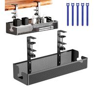 FZYCOM Cable Management with 5Pcs Wire Ties, Under Desk PC Cable Organizer No Drill, Wire Organizer, Cord Management Box, Desk Accessories for Office PC-desk and Gaming Setup