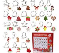 Fzyisw 24Pcs Large Christmas Cookie Cutter Set, Stainless Steel Christmas Cookie Cutters, Christmas Cutters for Baking - Christmas Tree, Gingerbread Man, Santa and More Shapes Christmas Cookies