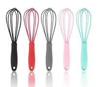 Fzyisw 5Pcs Silicone Mini Whisk Set, Heat Resistant, Small Size, 5 Colors