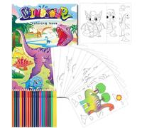 Fzyisw Dinosaur Colouring Books for Children 60 Sheets Various Designs Patterns, Coloring Book with Colored Pencils in 24 Colors, Kids Colouring Books, Colouring Books for Children Age 2 3 4-8