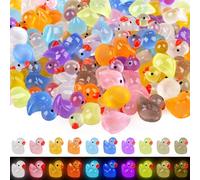 Fzyisw Mini Resin Ducks 100 Pack, Colorful Luminous Tiny Ducks, Cute Miniature Toy Little Ducks for Aquariums, Dollhouse Decor, Potted Plants, Garden Landscapes Decoration (10 Colors)