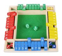 Fzyisw Shut the Box Game, Classic 2-4 Player Shut the Box Dice Game, Wooden Board Game, Travel Game, Educational Dice Games for Kids and Adults