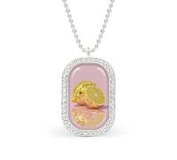Fzyouchuang_A_lemon_and_a_cut_lemon_both_designed_like_a_disco__cfabb21c-acba-4106-8f34-e3498dbf1d30 Rectangle Pendant Necklace Silver Women Jewelry Alloy Keychain Tag Jewelry