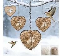 Fzysjve Handmade Alpaca Fiber Bird Nesting Heart, Birds Nests Material Holder, Refillable Birds Haven bird nest, Wool Nest Starter Hummingbird Houses Nester for Garden Birdhouse Outside(3set)