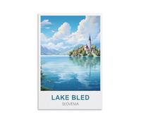 FZYUEN Lake Bled Slovenia Vintage Travel Posters 12x18inch(30x45cm) Canvas Wall Art Prints for Wall Decor Room Decor Bedroom Decor