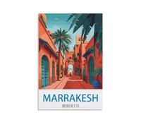 FZYUEN Marrakesh Morocco Vintage Travel Poster 12x18inch(30x45cm) Canvas Wall Art Prints for Wall Decor Room Decor Bedroom Decor
