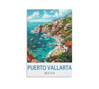FZYUEN Puerto Vallarta Mexico Vintage Travel Poster 08x12inch(20x30cm) Canvas Wall Art Prints for Wall Decor Room Decor Bedroom Decor