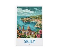 FZYUEN Sicily Italy Vintage Travel Posters 08x12inch(20x30cm) Canvas Wall Art Prints for Wall Decor Room Decor Bedroom Decor
