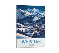 FZYUEN Whistler Canada Vintage Travel Poster Ski 12x18inch(30x45cm) Canvas Wall Art Prints for Wall Decor Room Decor Bedroom Decor