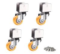FZZIBQYR 1inch Caster Wheels with Safety Dual Locking,25mm Small Nylon Castor Wheels,Furniture Swivel for Baby Bed,with U-Shaped Bracket,Load Bearing 50Kg,4Pcs,Yellow(universal18mm/0.7in)