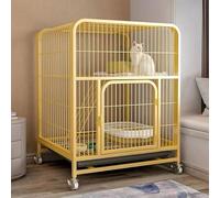 FZZIBQYR 2-Tier DIY Cat Enclosure - Indoor Playpen with Metal Wire, Pet Cage on Wheels Rolling Cat Cage Indoor/Outdoorfor 1-2 Cats, Rabbits, Small Animals (Wood Color, XX Large)