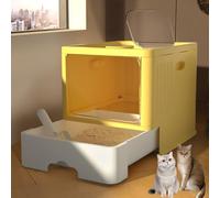 FZZIBQYR Anti-Splashing Cat Litter Box, Top Entry Drawer Design, Easy to Clean Extra Large Cat Toilet with Lid