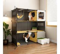 FZZIBQYR Cat Cages, Cat Crates for Indoor Cats with Litter Box, Detachable Pet Crate Playpen, Small Animal Cage for 1-2 Cats, Guinea Pigs, Rabbits