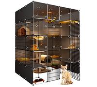 FZZIBQYR Cat House Indoor Litter Box Furniture Large, Cat Cages Indoor Xl, Cat House, Transparent Design, Double-layer Weighted Platform, Easy to Assemble The Cattery (Suite) 11