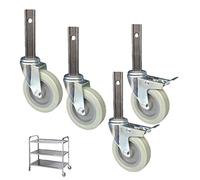FZZIBQYR Dining Cars Caster,Heavy Duty,Wheel PU,Trolley Caster,Silent Scrolling,for Kitchen Hotel Trolley Workbench,Set of 4(Brake+SwivelLength 108mm)