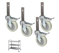 FZZIBQYR Dining Cars Caster,Heavy Duty,Wheel PU,Trolley Caster,Silent Scrolling,for Kitchen Hotel Trolley Workbench,Set of 4(brakeLength 108mm)