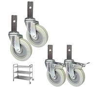 FZZIBQYR Dining Cars Caster,Heavy Duty,Wheel PU,Trolley Caster,Silent Scrolling,for Kitchen Hotel Trolley Workbench,Set of 4(Brake+SwivelLength 60mm)