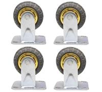 FZZIBQYR Heavy Duty 4-Inch Silent Rubber Trolley Wheels - 4 Piece Steering Caster Set for Flatbed Carts, DIY Projects, and Transport Applications