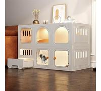 FZZIBQYR Indoor Cat Cage for 1-2 Cats, Ferret and Chinchilla - Extra Large Space with Pull-out Litter Box and Cat Door - Ideal Pet Pen for Small Animals