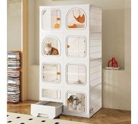 FZZIBQYR Large Indoor Cat Cage Kennel with Litter Box - Collapsible Pet Playpen Crate, DIY Cat House for 1-3 Cats, Spacious Exercise Place for Feline Fun