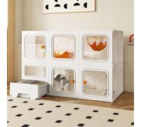 FZZIBQYR Large Indoor Cat Cage Kennel with Litter Box - Collapsible Pet Playpen Crate, DIY Cat House for 1-3 Cats, Spacious Exercise Place for Feline Fun