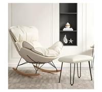 FZZIBQYR Modern Living Room Tech Cloth Rocking Chair with Foot Stool,Upholstered Glider Leisure Sofa Recliner Chair Rocker Accent Armchair with Solid Wood Legs (Color : Off White)