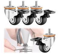 FZZIBQYR Swivel Caster Wheels with Dual Locking Brakes 4 Pack 360° Rotation Heavy Duty M10 M12 Threaded Stem Perfect Replacement for Furniture Office Chairs and Home Use