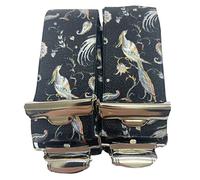 G-044 Peacock Braces with 4 H-Shaped Clips Adjustable Elastic Braces with Strong Metal Clip / Peacock Black 35 mm, black