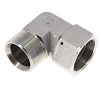 G 1 1/2'' M/F Zinc plated Steel 90 deg Elbow Fitting 125 Bar - Hydraulic