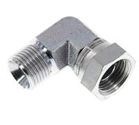 G 1/2'' M/F Zinc plated Steel 90 deg Elbow Fitting 300 Bar - Hydraulic